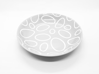 Colorful Modern Style and Beautiful Plate in White Isolated Background for Home Kitchen Appliances or Utensils