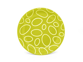 Colorful Modern Style and Beautiful Plate in White Isolated Background for Home Kitchen Appliances or Utensils