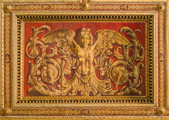 Fototapeta na wymiar Detail from the ceiling of the Saints Cosma e Damiano in Rome, Italy.
