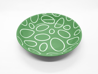 Colorful Modern Style and Beautiful Plate in White Isolated Background for Home Kitchen Appliances or Utensils