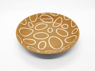 Colorful Modern Style and Beautiful Plate in White Isolated Background for Home Kitchen Appliances or Utensils