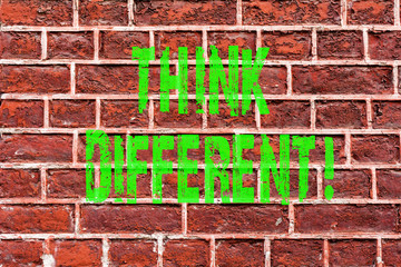 Word writing text Think Different. Business concept for Rethink Change on vision Acquire New Ideas...