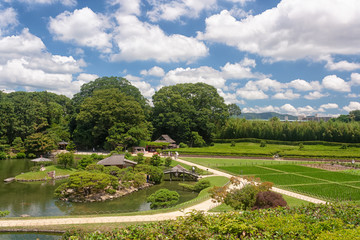 View of the Old Korakuen Garden in Okayama, Japan