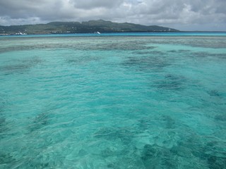 Different shades of blue and green waters at the Saipan lagoon, Northern Mariana Islands 