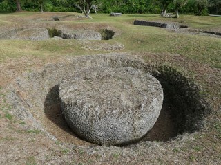 Huge stones at the As Nieves Quarry on Rota, the latte stone quarry has the largest megaliths in the Northern Mariana Islands. 