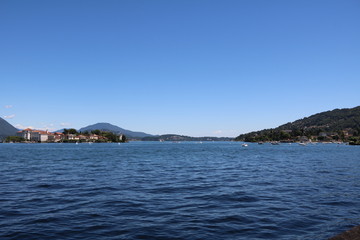 Fototapeta na wymiar View to Stresa and Isola Bella at Lake Maggiore, Piedmont Italy