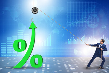 Businessman increasing interest rate in market