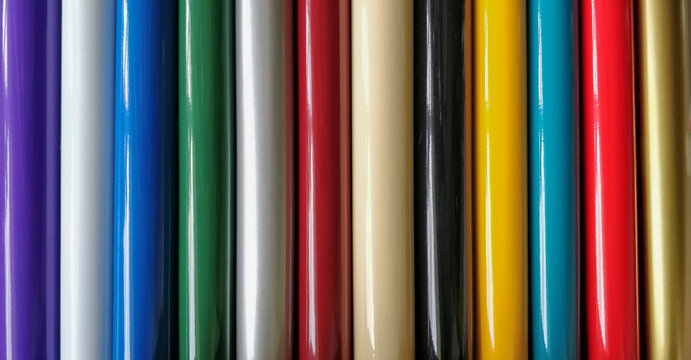 Group of colourful vinyl rolls