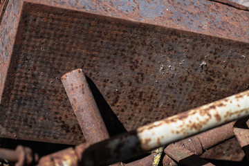 Rusty metal parts for art background. Themed grunge wallpaper.
