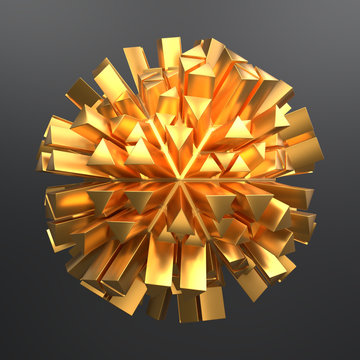 3d illustration abstract gold triangulate sphere 3d render