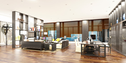 3d render working office