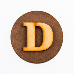 Letter D of the alphabet - wooden circle
