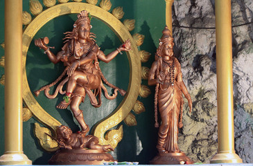 Sculptures of Hindu Gods in the Batu caves complex