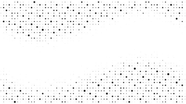 Halftone gradient pattern. Abstract halftone dots background. Monochrome dots pattern. Pop Art, Comic small dots. Wavy twisted strip. Banner with space. Design for presentation, report, flyer, card