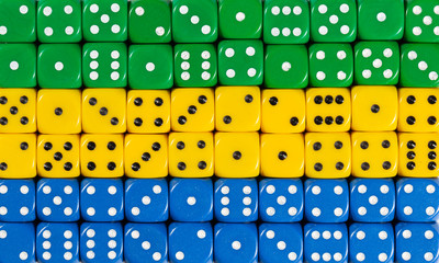 National flag of Gabon in background of dices