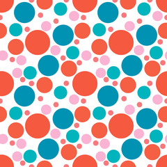Round seamless pattern. Seamless retro circle pattern. Dotted round seamless background, pattern, ornament for wrapping paper, fabric, textile, website, wallpaper. Vector illustration.