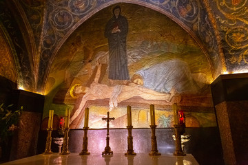 Jerusalem, Palestine, Israel-August 14, 2015: Church of the Holy Sepulchre. Old town.
