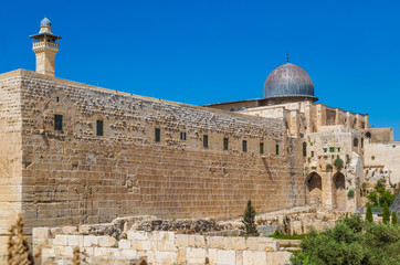 Jerusalem, Palestine, Israel-August 14, 2015 - al-Aqsa Mosque is a large Muslim temple in Jerusalem...