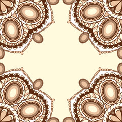 Tasty candy sweet coffee gems framing mandala decoration for web design, festivals,posters,printing,holidays,coffee shops menu,donuts packaging