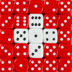 National flag of Switserland in background of dices