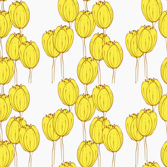  Golden tulips field, abstract hand drawn flowers on transparent stem, use for flower shops, festivals, templates,web sites, wrapping paper,textile,fabric,print shops etc.