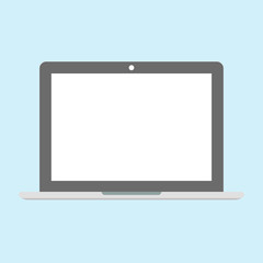 Laptop isolated on background. Computer notebook, pc icon. Mobile device. Vector flat design