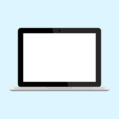 Laptop isolated on white background. Computer notebook, pc icon. Mobile device. Vector flat design