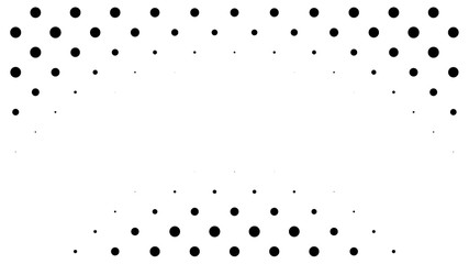 Halftone gradient pattern. Abstract halftone dots background. Monochrome dots pattern. Pop Art, Comic small dots. Radial twisted circle. Banner with space. Design for presentation, report, flyer, card