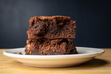 Two brownies on a plate