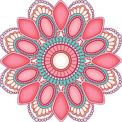 pink jewelry gems mandala decoration for web design, festivals,posters,printing,holidays,coffee shops menu,donuts packaging