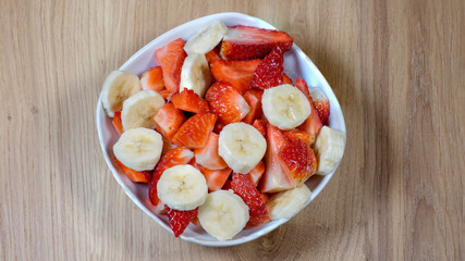A Delicious Banana Strawberry Fruit Salad, for dieting with lots of vitamins