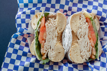 Turkey bagel sandwich