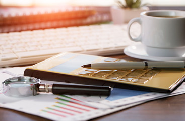 Accounting. Items for doing business in the office in the composition.