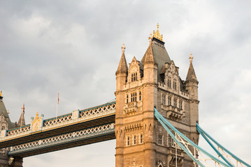Fototapeta na wymiar Close up of Tower Bridge in London. Iconic London landmark. Travel concept and holidays concept.
