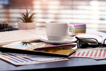 Accounting. Items for doing business in the office in the composition.