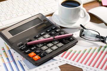 Accounting. Items for doing business in the office in the composition.