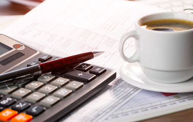 Accounting. Items for doing business in the office in the composition.