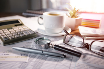 Accounting. Items for doing business in the office in the composition.