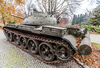 LJUBLJANA, SLOVENIA - NOVEMBER 27, 2011: T-55 tank exhibition in Tivoli Park, Ljubljana, Slovenia.