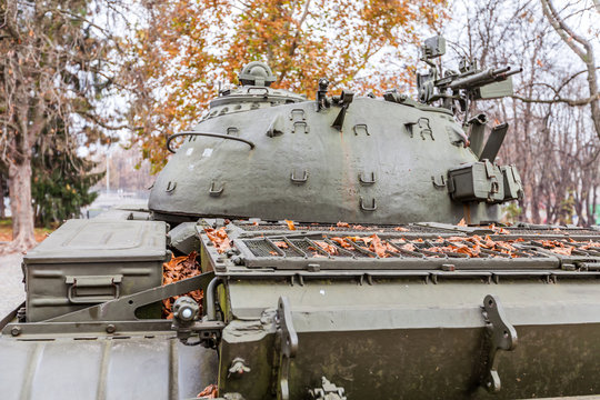 Back side of the T-55 tank tower. Exhibition in Tivoli Park, Ljubljana, Slovenia, 2012.
