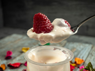 Yogurt with strawberries and blueberries