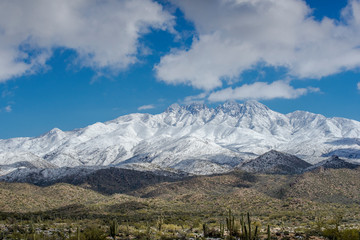 Snow on the desert mountains
