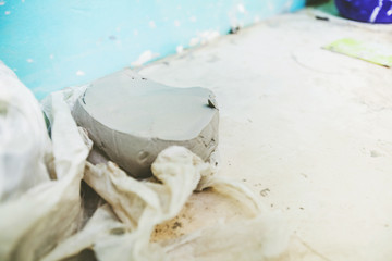 Clay ready for molding at workshop