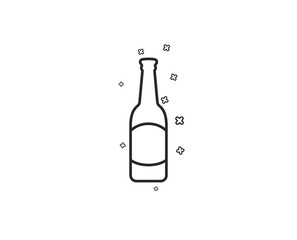 Beer bottle line icon. Pub Craft beer sign. Brewery beverage symbol. Geometric shapes. Random cross elements. Linear Beer icon design. Vector
