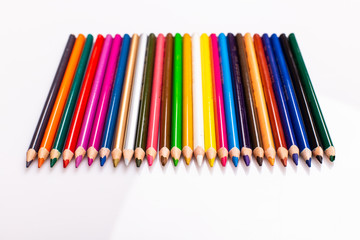 Color pencils isolated on white background.