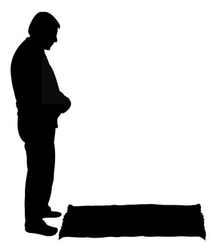 A Muslim Man Praying Silhouette Vector