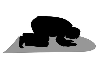 a muslim man praying silhouette vector