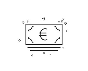 Cash money line icon. Banking currency sign. Euro or EUR symbol. Geometric shapes. Random cross elements. Linear Euro currency icon design. Vector