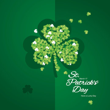 Saint Patricks Day clover leaves handwritten calligraphy green two fold greeting card