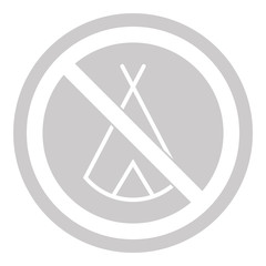 Zelten verboten - Schild - Piktogramm - grau weiß 